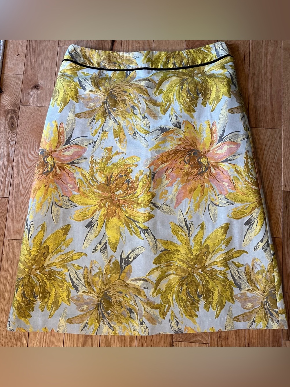 Autograph Yellow Floral A-Line Skirt - Picture 2 of 7